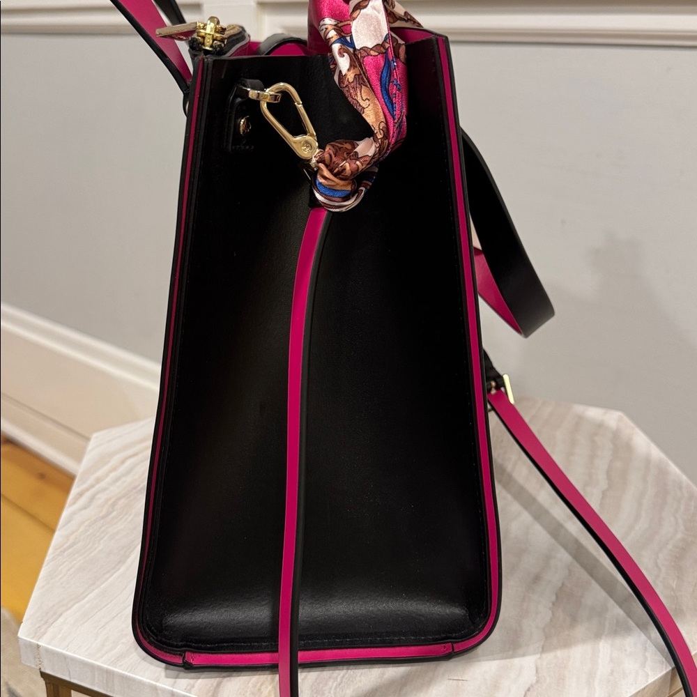 Kate Spade Bag Black Pink Leather Colorblock Tote Satchel - Picture 7 of 17